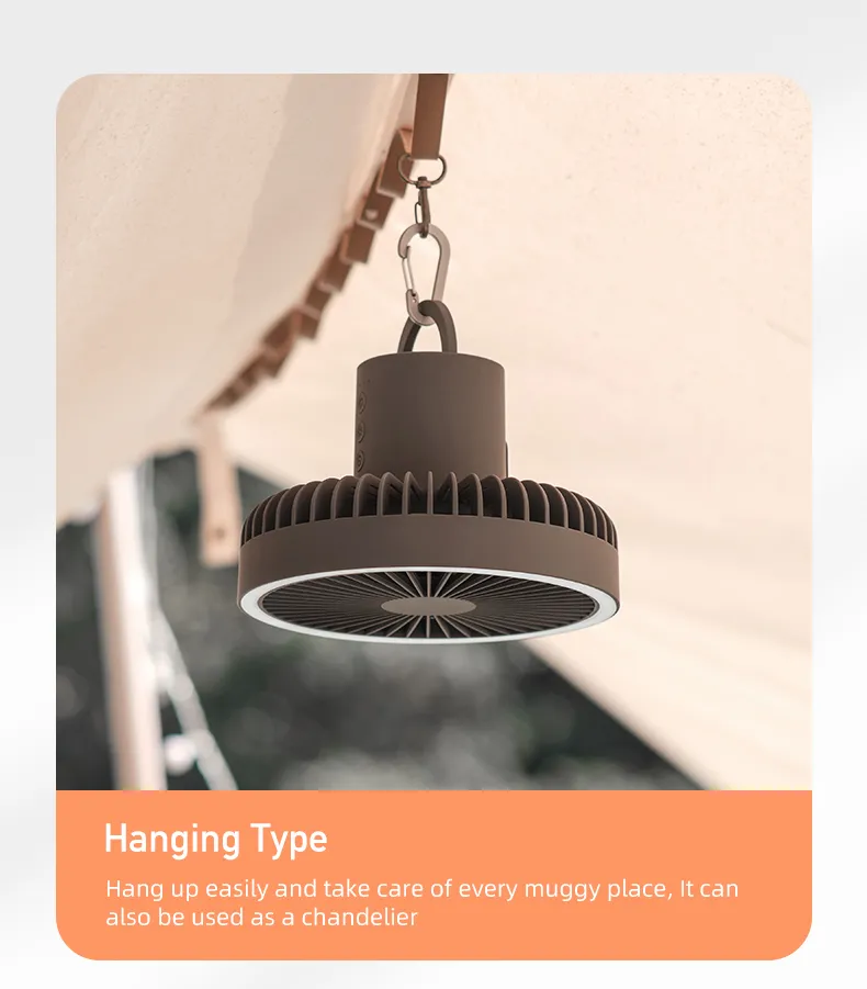 New Outdoor Tripod Fan Large Capacity Wireless USB Charging Camping Fan Portable Small Ceiling Fan Lamp