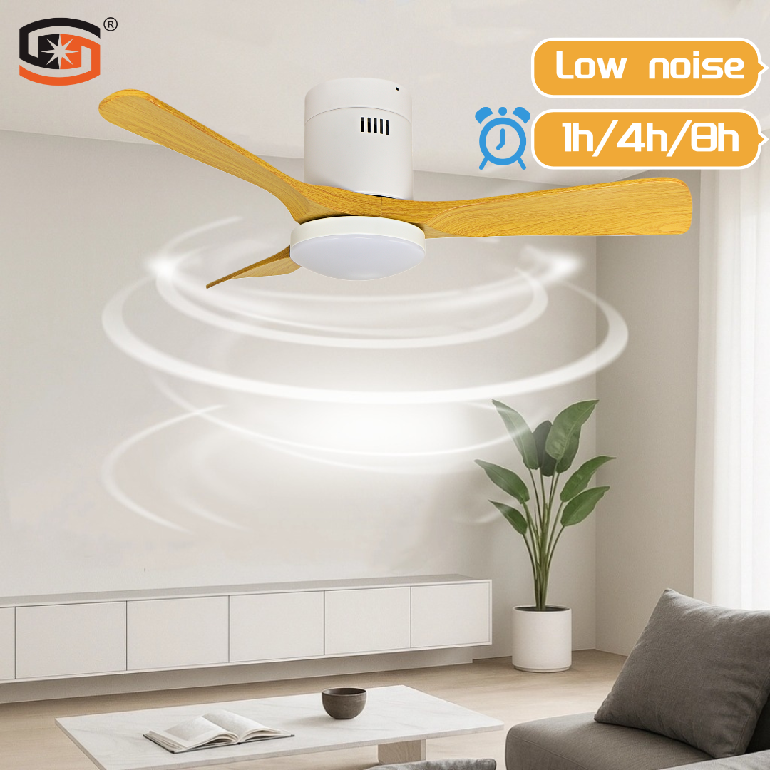 Modern Ceiling Fan Light Remote Metal White Finish Quiet DC Motor Dimmable LED Reversible Rotation 3 Blades Minimalist Design