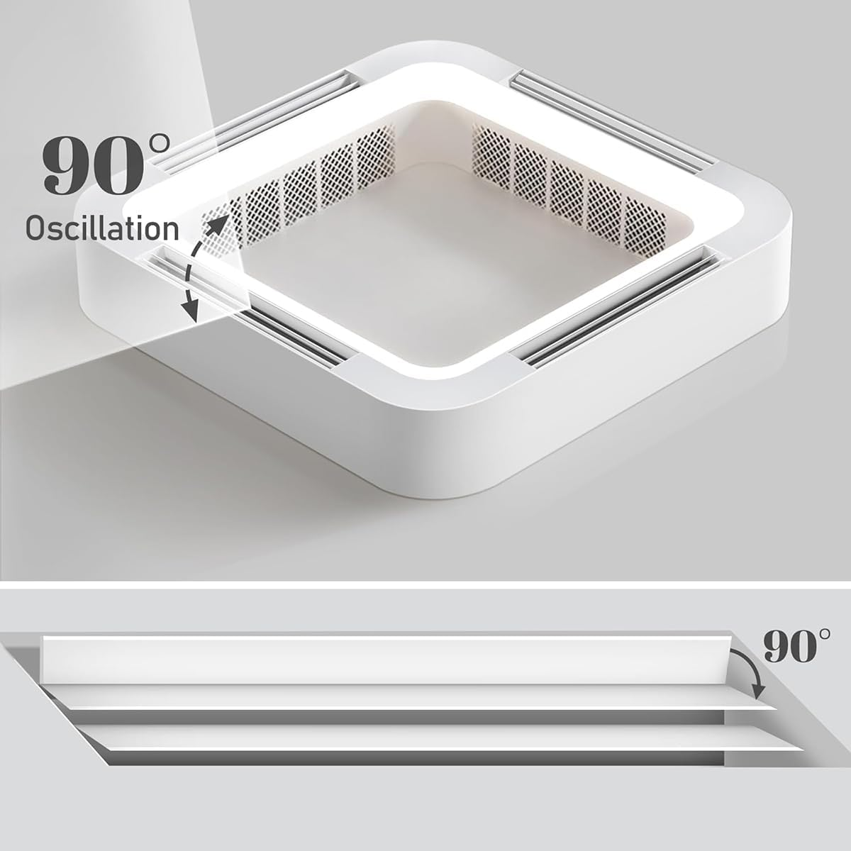 2026 Bladeless Ceiling Fan Light Flush Mount Smart APP Control Dimmable Square Led Ceiling Fan with Light and Remote