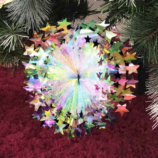 20cm Honeycomb Iridescent Film Snowflake Fan Indoor Ceiling Hanging Christmas Decorations