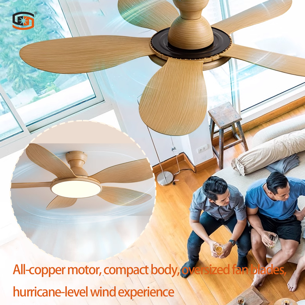 Modern Household Ceiling Fan Chandelier 5 Blades DC Motor Integrated ABS Blades LED Light Source Noiseless for Living Room