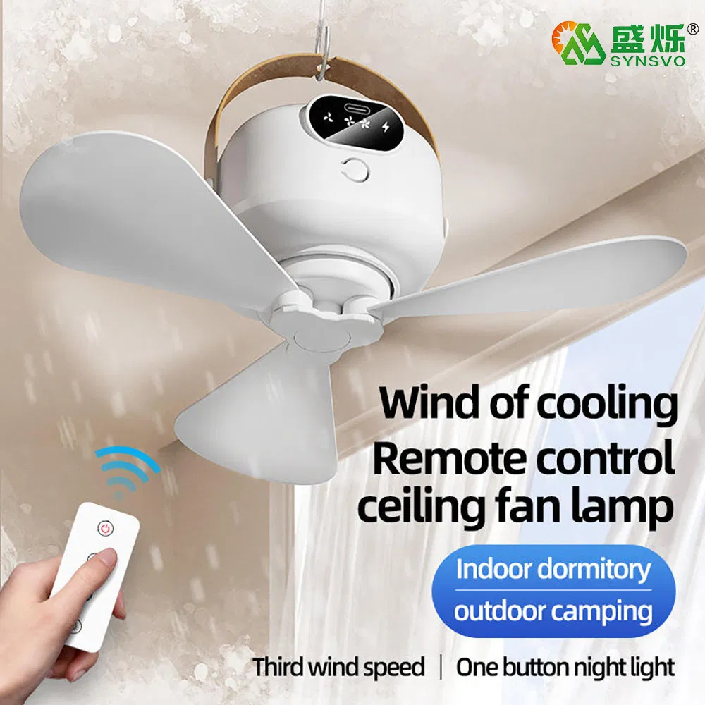 Portable LED Ceiling Fan with Light USB Charging &amp; Remote Control for RV Hotel &amp; Car for Outdoor Camping