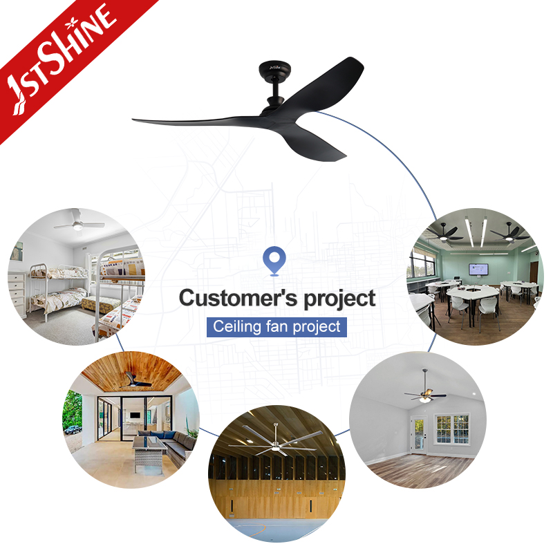 1stshine 52 Inches Black Blade Quiet DC Motor 6 Speeds ABS Simple Ceiling Fan With Remote Control
