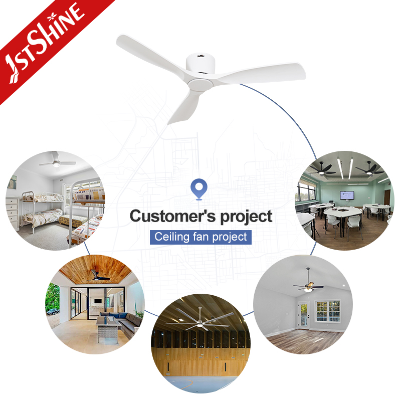 1stshine Ceiling Fan Flush Mounted BLDC Motor Low Energy Space Saving White Ceiling Fan Without Light