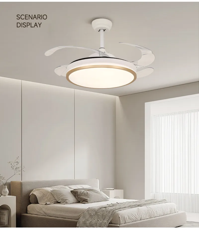 Chandelier Modern Pendant Lights Retractable Invisible LED Ceiling Fan Light with LED Light and Remote Control