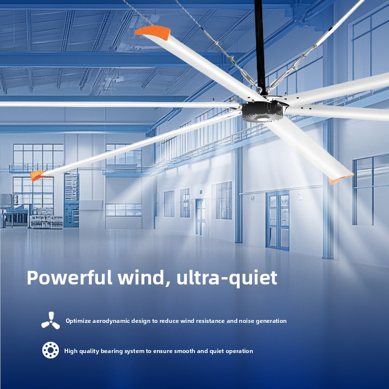 Heavy Duty Large Commercial Big Air Low Noise Ventilation Cooling Fan Gym Warehouse Workshop Showroom Airport Dairy Farm Industrial Ceiling Fan