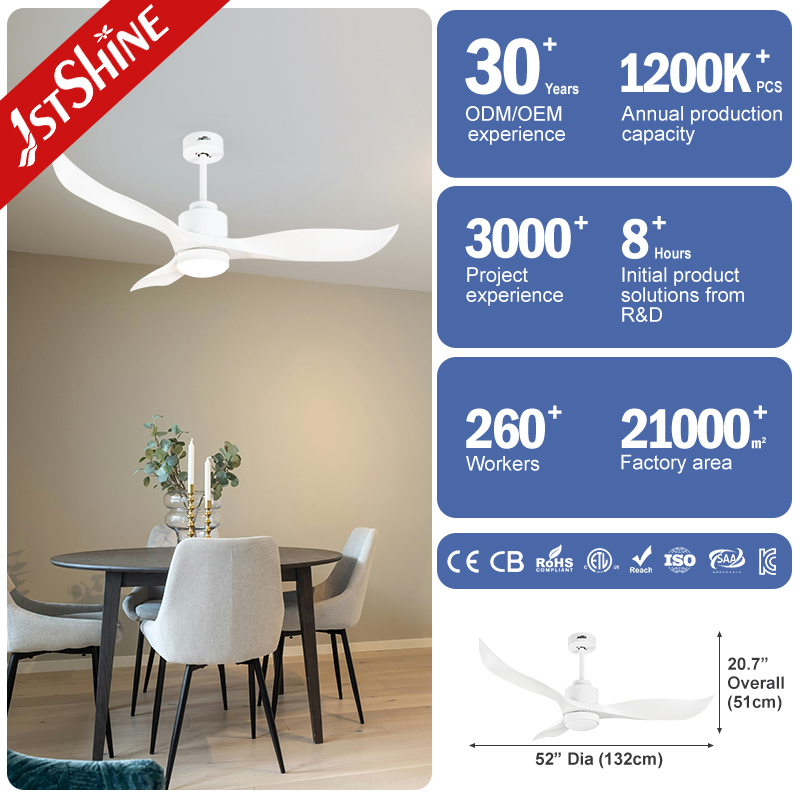 1stshine Simple Style Outdoor Waterproof DC Motor Led Ceiling Fan With Light And Remote