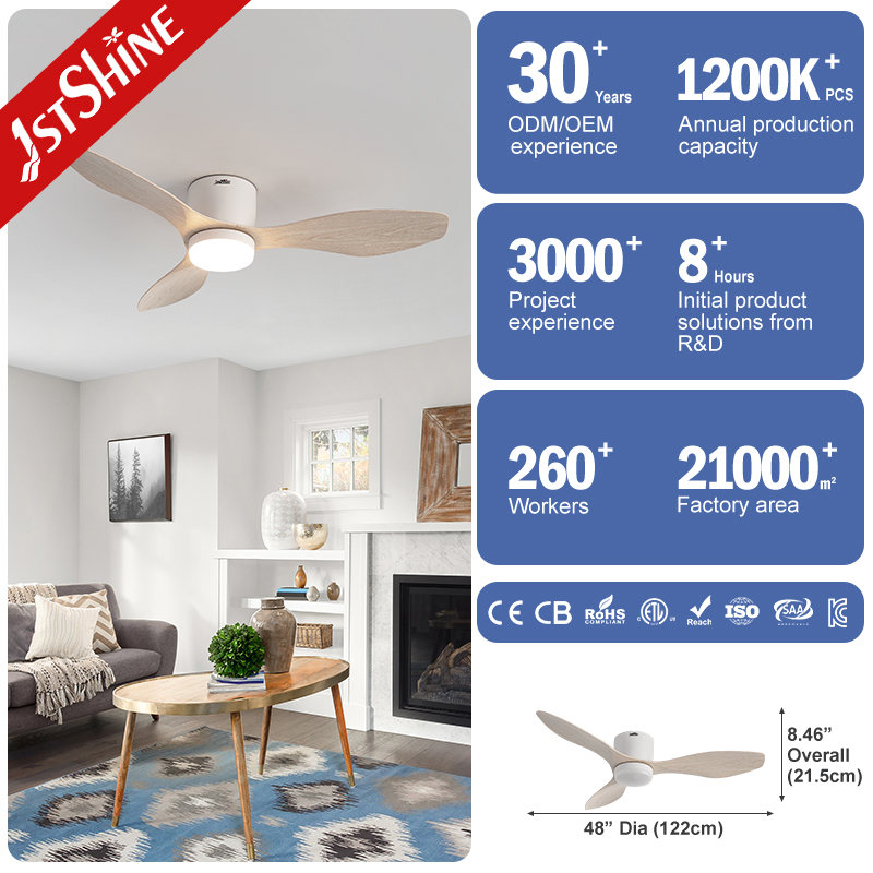 1stshine Ceiling Fan Factory 3 Plastic Blades App Control Smart Low Ceiling Led Ceiling Fan with DC Motor