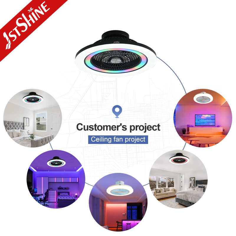 1stshine Led Ceiling Fan Fancy 23 Inches RGB Lighting Party Indoor Ceiling Fan With LED Light