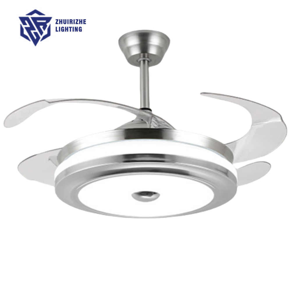 Modern 42-Inch Round LED Light Ceiling Fan with for Bluetooth Music Remote Control Reversible DC Motor for Living Room