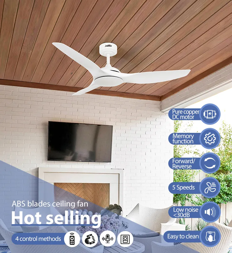 Ceiling Fan Home 52 Inches Plastic Blades White Color Smart Remote Control DC Ceiling Fan