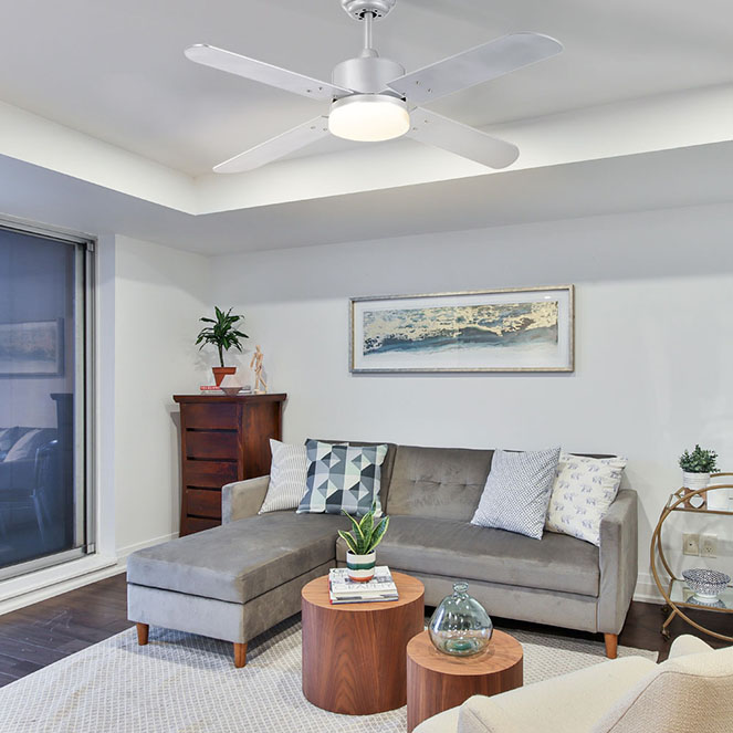 BEL AIR HOME - KENIA Ceiling Fan - DC Motor and Integrated 20W LED Light - 4 Reversible Blades - Remote Control and 6 Speeds - P