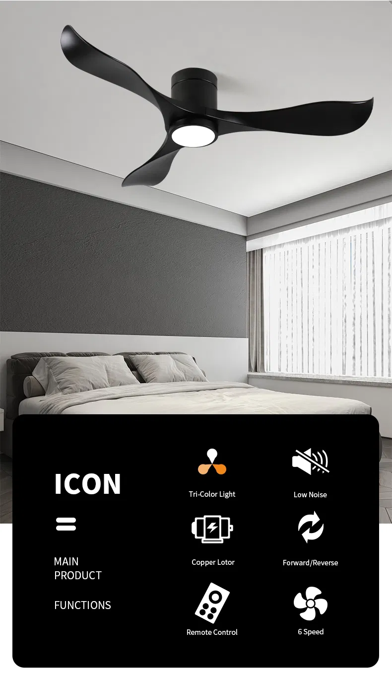 Ceiling Fan 110V/220V Silent Low Ceilings Easy Operation Flush Mount Ceiling Fan
