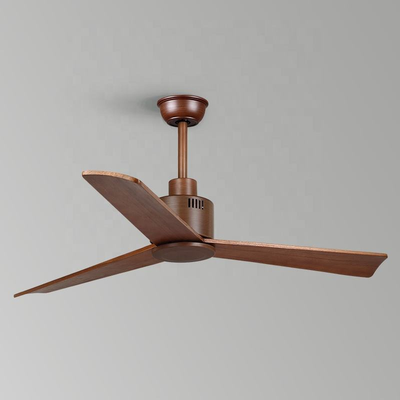 Wooden Blades Home Remote Control LED No Light DC BLDC Motor Solid Wood Ceiling Fan Without Light