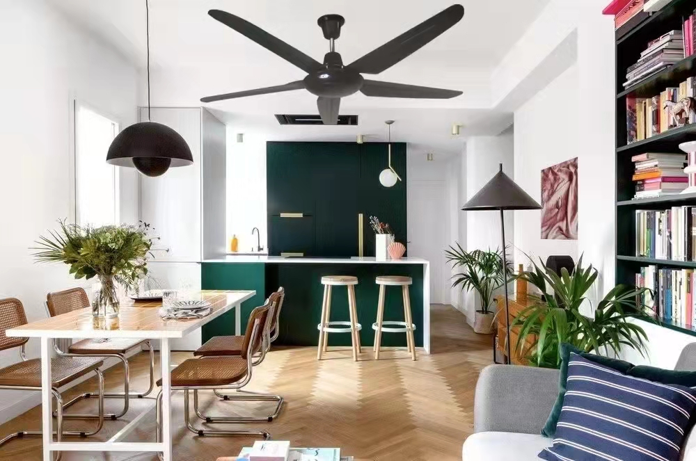 56 Inch Electric and Solar Ceiling Fan with Remote Control DC-CF10