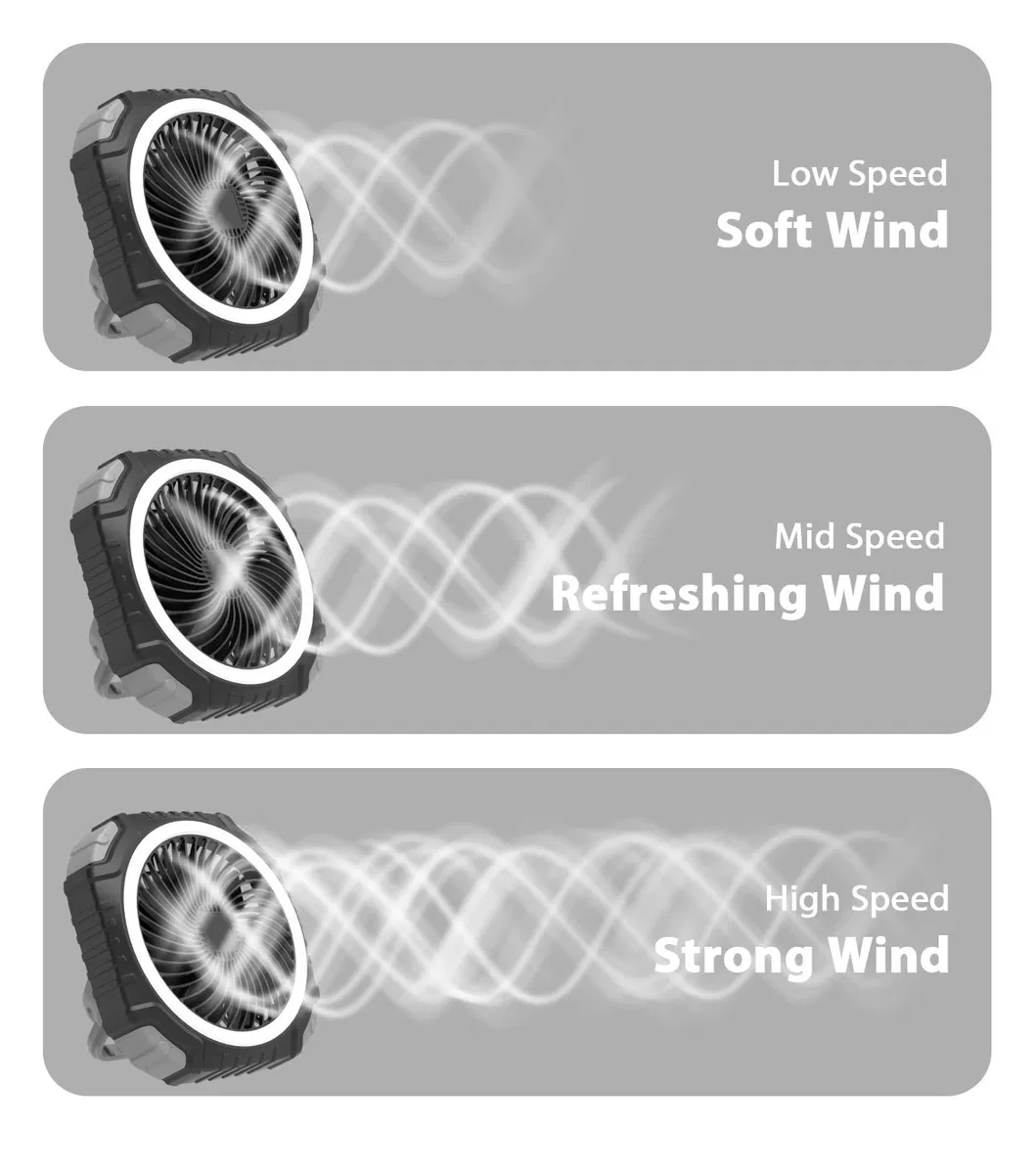 Rechargeable Mini Table Ceiling Outdoor Battery Powered Hanging Fan for Traveling Camping Tent with LED Light