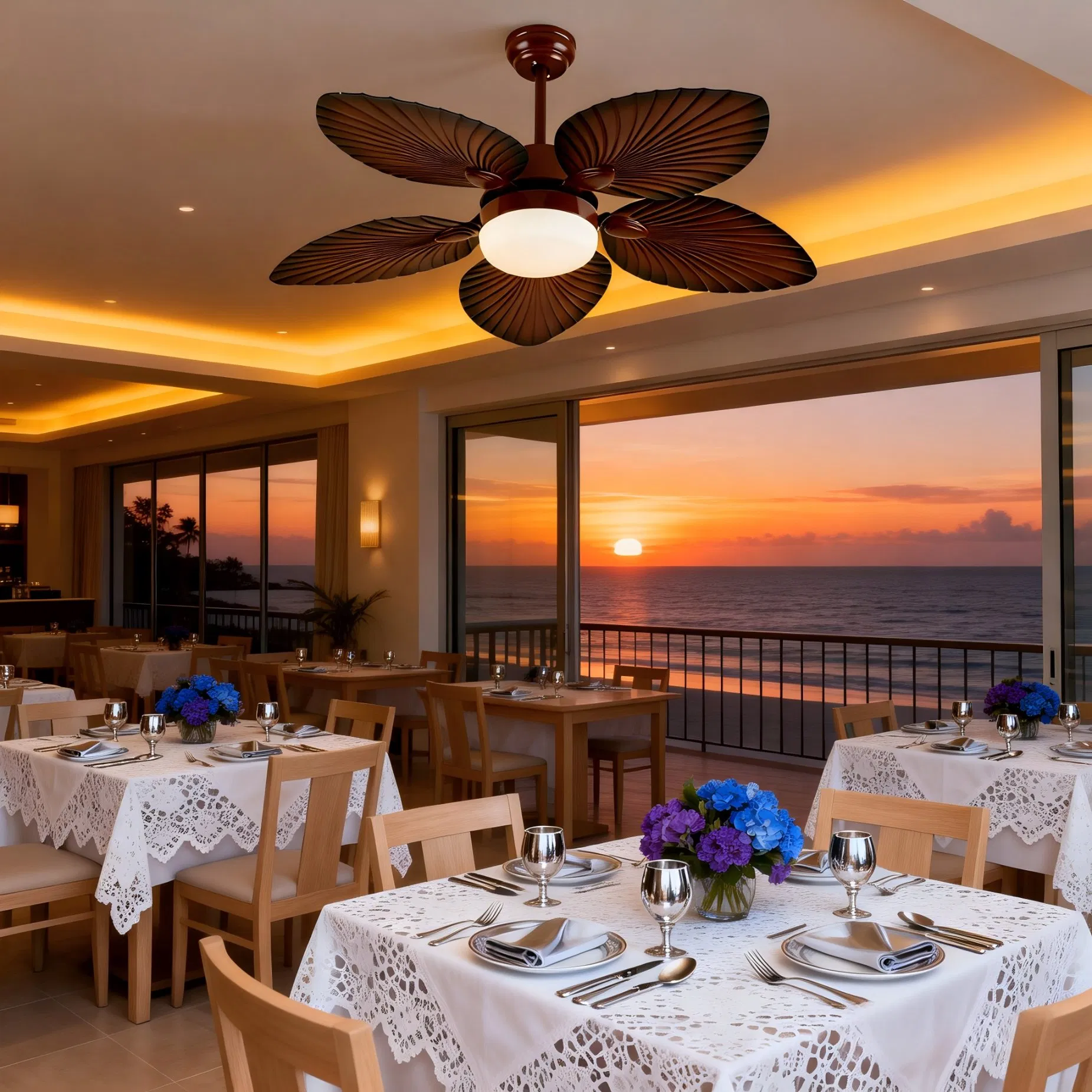 Vintage/Style 52inch Flush/Mount/Rattan Light Palm/Leaf Wholesale Electric Ceiling Cooling Fan with/Remote/Control