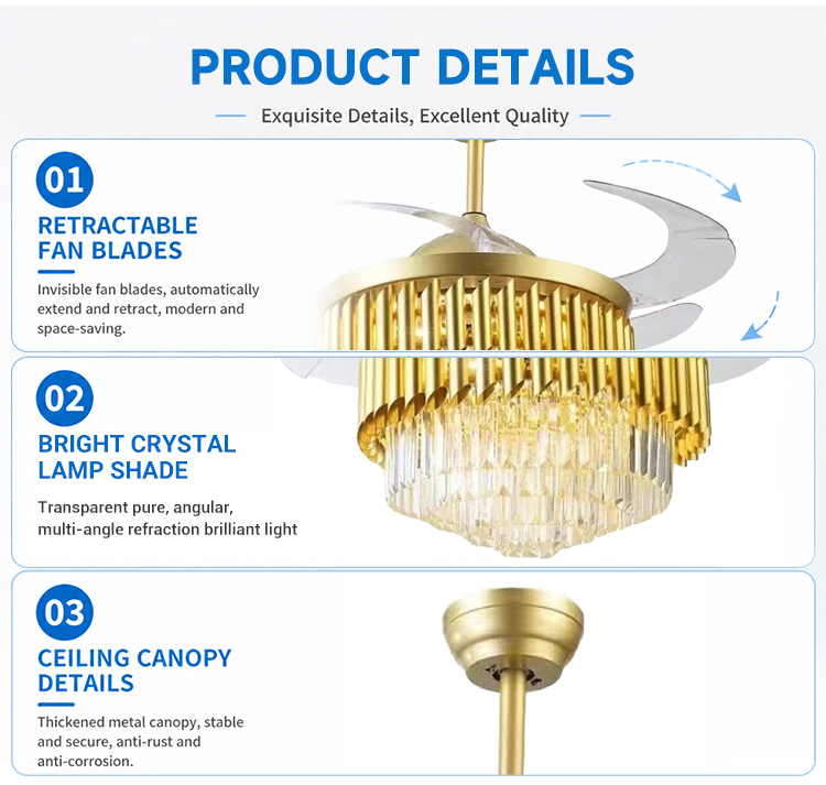 Modern Crystal Ceiling Fan Detail