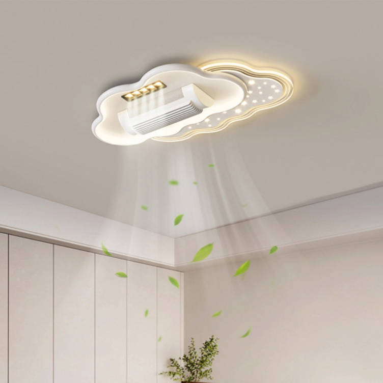 Full Spectrum Bladeless LED Ceiling Fan Light with Remote Control Modern Silent Leafless Ceiling Fan for Bedroom Living Room