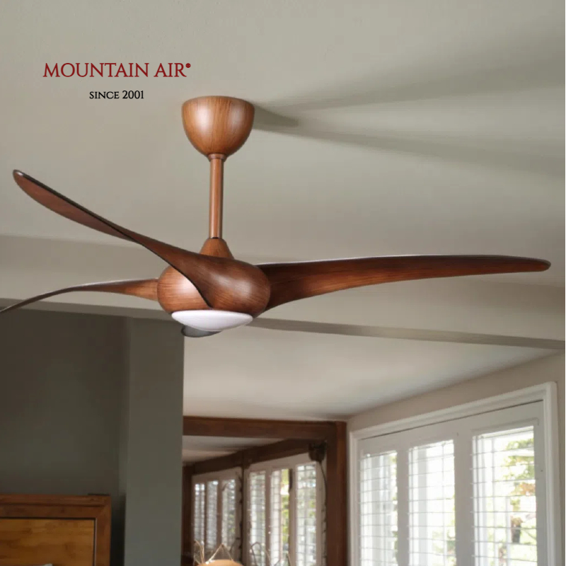 European Vintage Style 52-Inch 3 Brown ABS Blades Ceiling Fan With Light And Remote Control Electric Air Cooling Fan For Hotels
