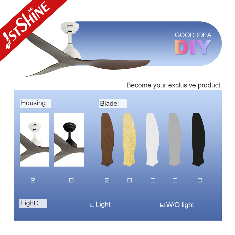 1stshine Ceiling Fan Home Brown 3 ABS Blades 52 Inches Energy Saving DC High Speed Ceiling Fan Without Light