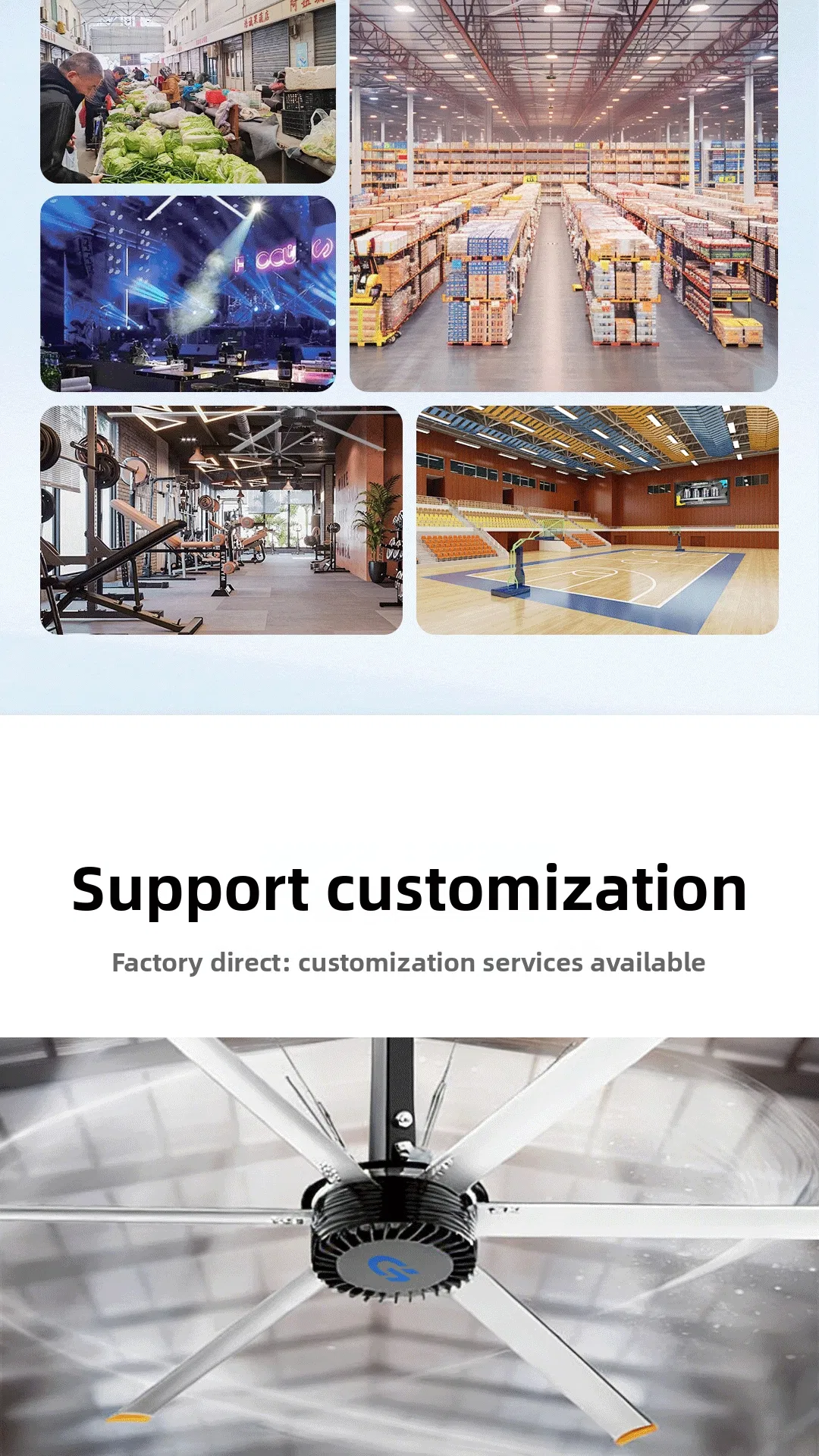 Premium Energy-Efficient Industrial Warehouse Ceiling Hvls Fan for Continuous Comfort Ventilation