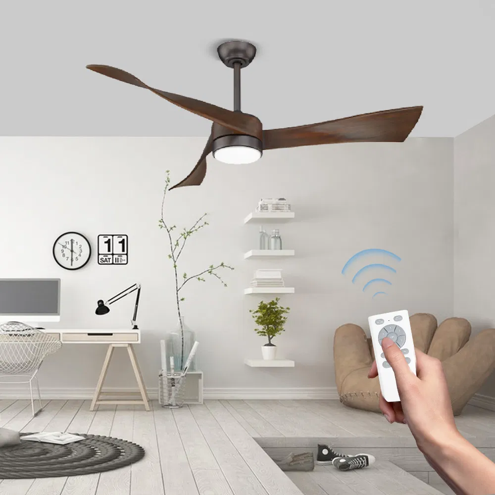 56-Inch ABS Ceiling Fans Remote Control &amp; Lights, 5 Dark Wood Blades, Quiet Ceiling Fan for Living Room, Bedroom, Office, Dining Room, Patio.