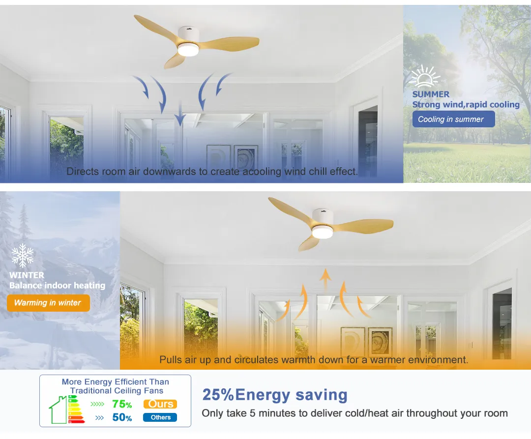 Ceiling Fan Transparent Blade DC Motor Flush Mount ABS Ceiling Fan 2in1 Lighting