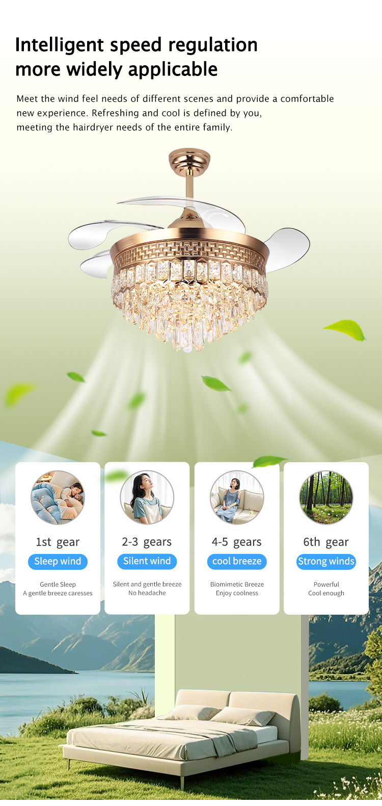Y120 Luxury Bedroom Crystal Chandelier Ceiling Led Fan Light Luxury Ceiling Fan Led with Light Chandelier Ceiling Light and Fan