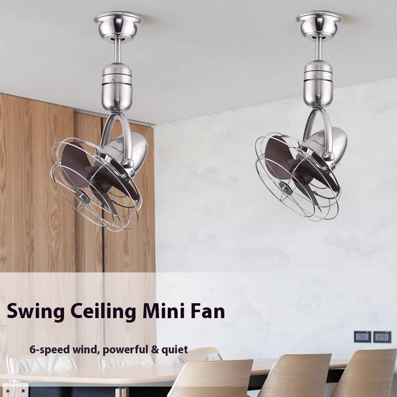 New Retro Mini Shaking Head Battery Powered Plastic Ceiling Fan DC Motor Low Noise Remote Timer Energy Efficient Class A+++ 12 3