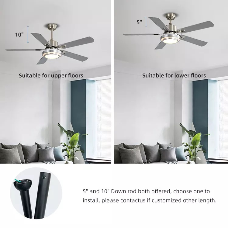 Popular Styles Decorative Indoor 52 Inch 5 Blades Reversible Motor Modern Led Ceiling Fan With Light