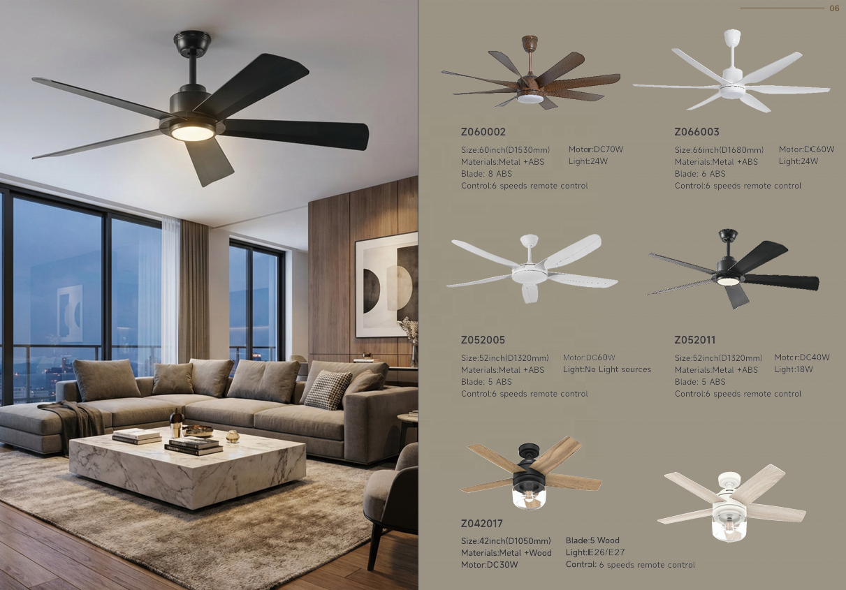 1 Modern Metal Ceiling Fan Retractable Hidden ABS Blades LED Light Remote Control 6-Speed 10-Year Warranty-Living Room