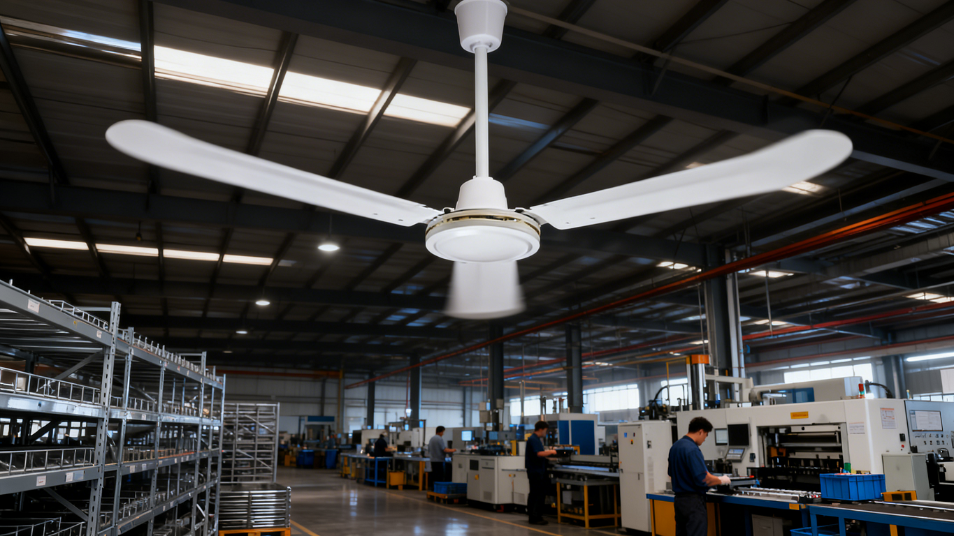 Industrial Commercial 56 Inch Ceiling Fan Metal Blade Outdoor Hotel Electric Wind Energy Efficient Quiet Durable BLDC Motor