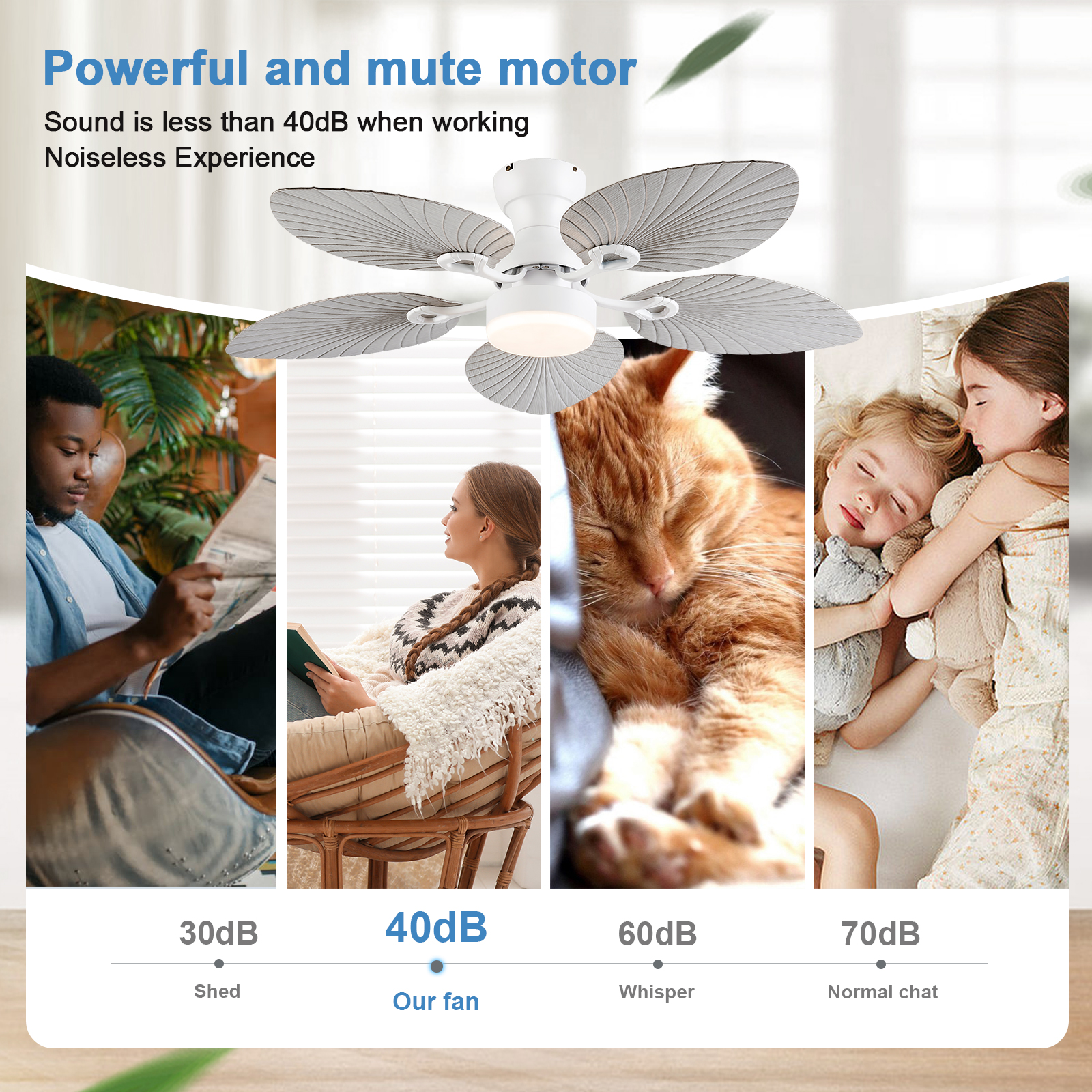 Zhongshan Spot Abs Banana Leaf 42/52 Inch 5-Leaf High Wind Bedroom Dining Room Ceiling Fan Without Light