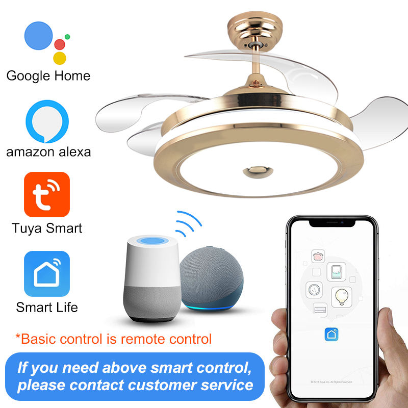 Modern 42-Inch Round LED Light Ceiling Fan with for Bluetooth Music Remote Control Reversible DC Motor for Living Room