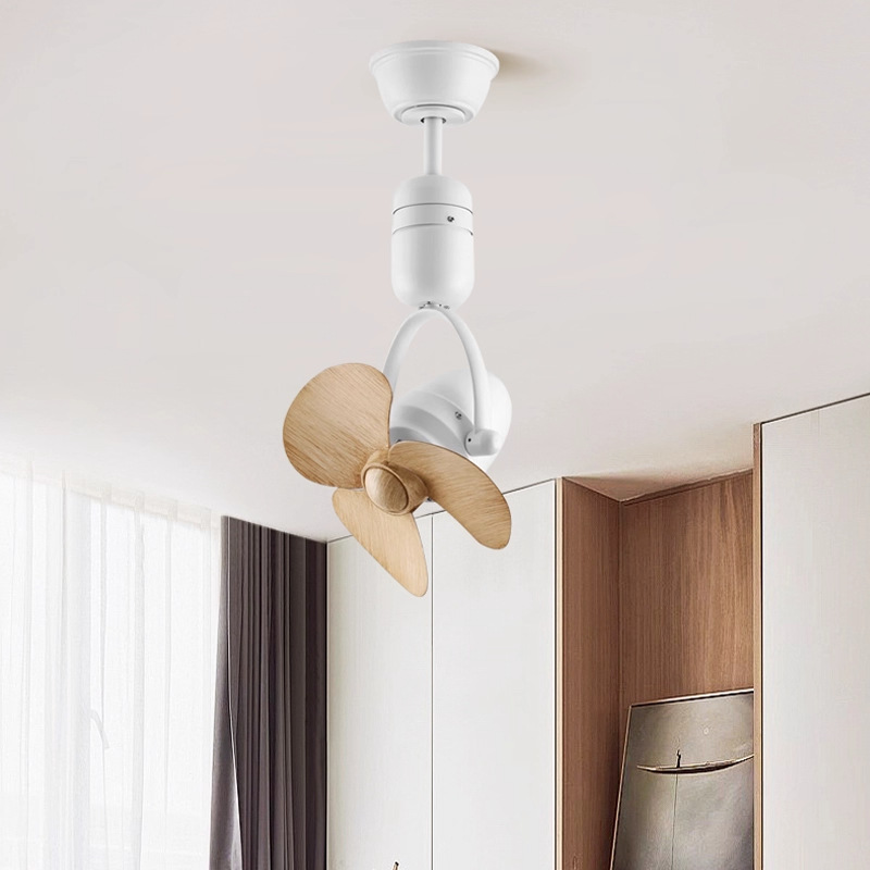New Retro Mini Shaking Head Battery Powered Plastic Ceiling Fan DC Motor Low Noise Remote Timer Energy Efficient Class A+++ 12 3