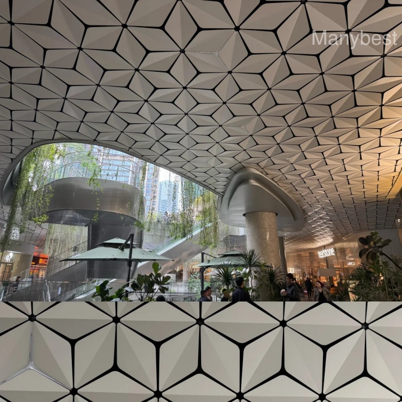 Modern Hall False Ceiling Decoration Custom Architectural Aluminum Alloy 3D Stretch Ceiling Fireproof Waterproof