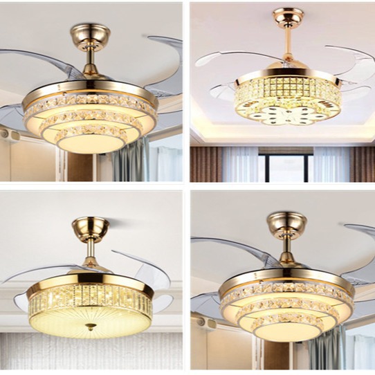 42" Reversible 6-Speed Remote Control LED Copper Ceiling Fan with 5 Blades DC Motor Dimmable Hugger Mount for Modern Living Room