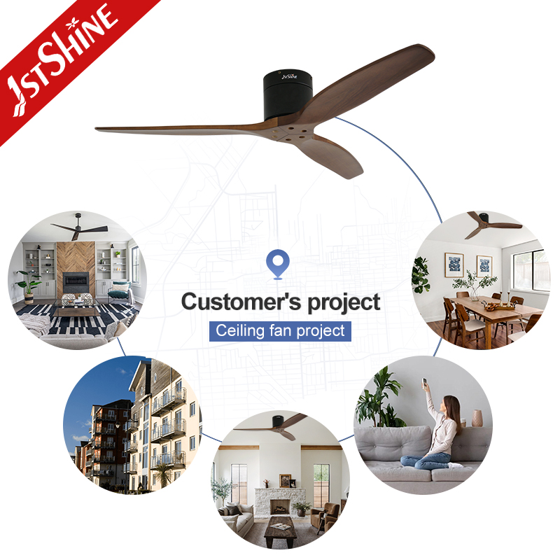 1stshine Ceiling Fan 52 Inches Wooden Blades Flush Design DC Motor Ceiling Fan With Remote Control