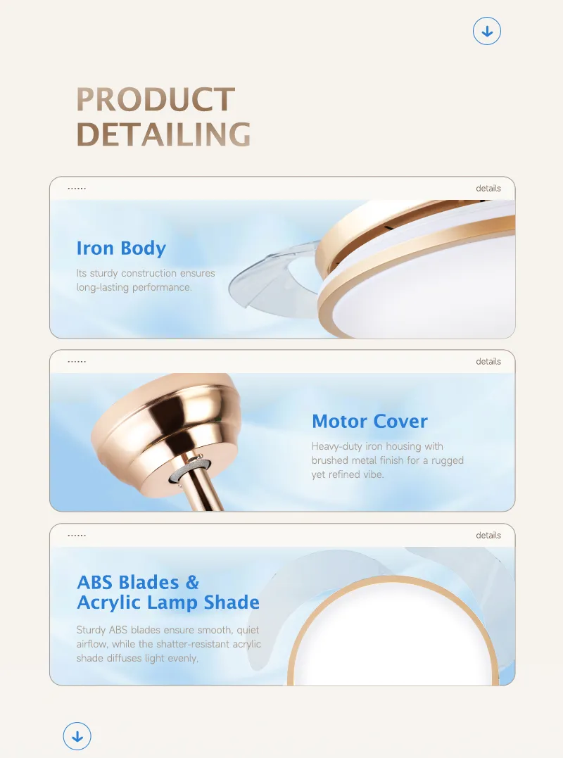 Chandelier Modern Pendant Lights Retractable Invisible LED Ceiling Fan Light with LED Light and Remote Control