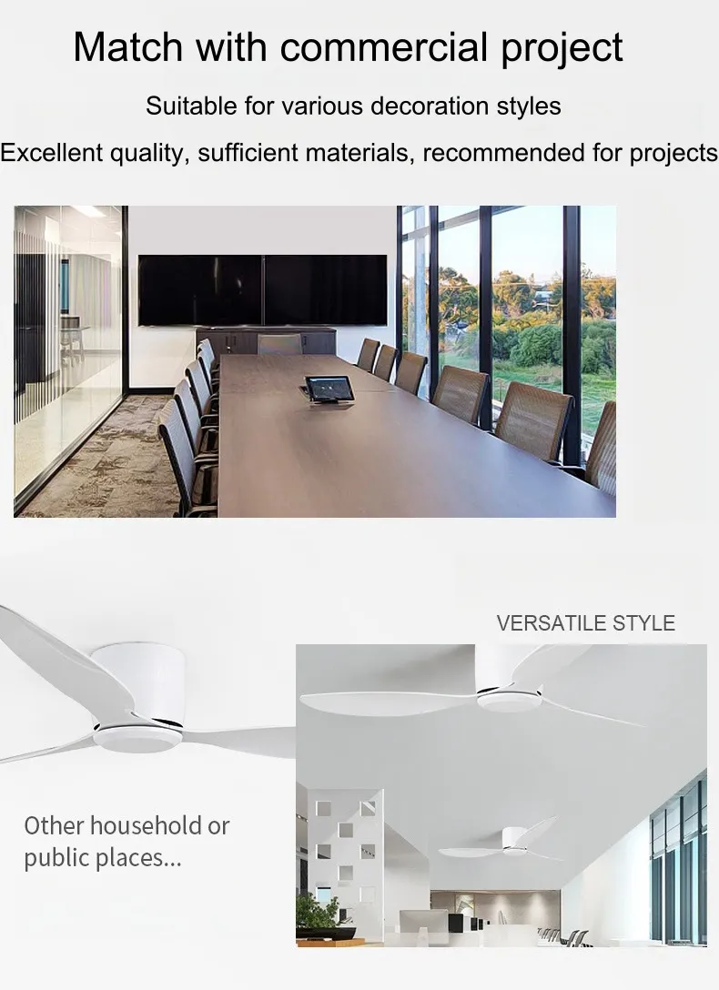 52 Inch Ceiling Fans with Lights Remote Control Modern Low Profile Ceiling Fan