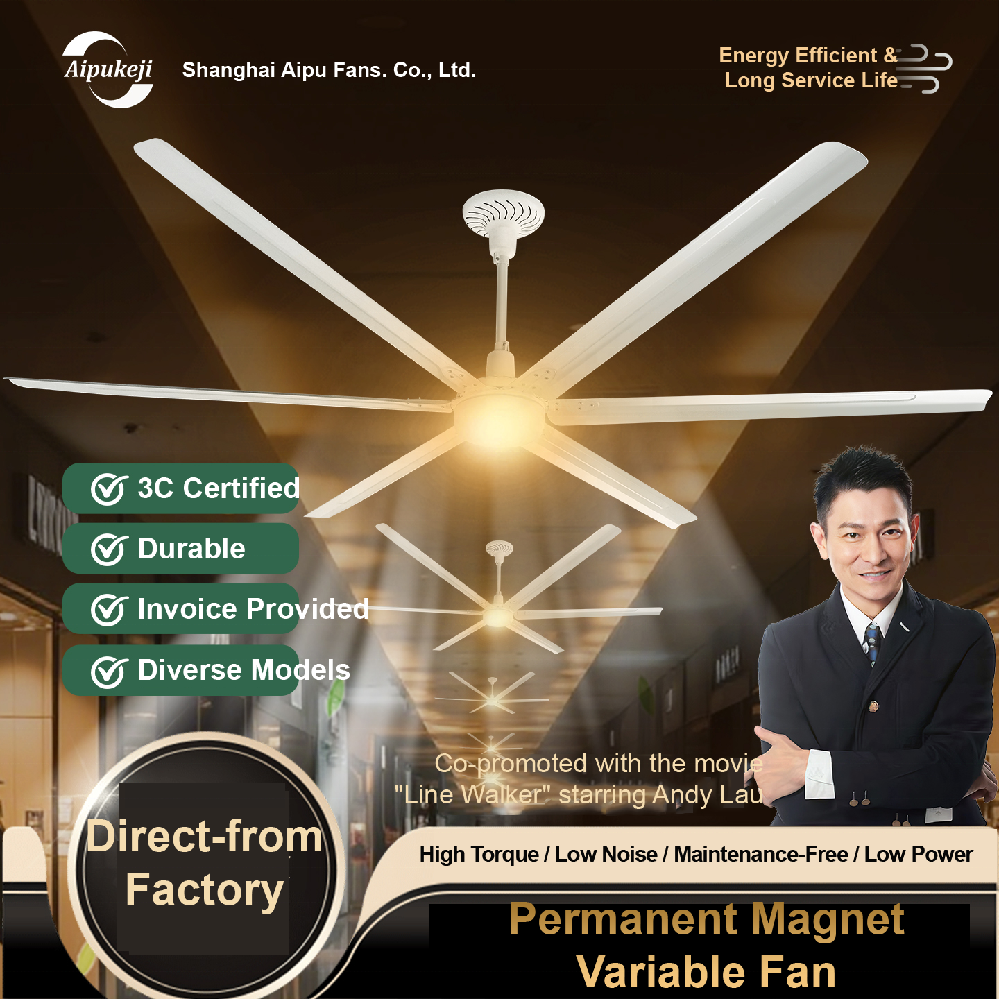 Best Price Modern Design 120 Inch 10 Feet Ceiling Mounted Big Size Large Electric BLDC Hvls Industrial Ceiling Fan