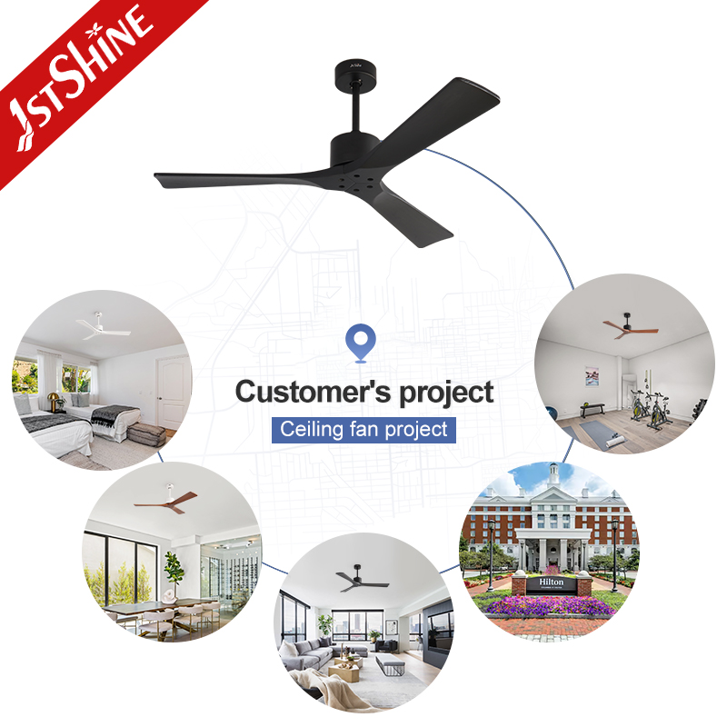 1stshine Ceiling Fan OEM Color Design Fancy Wooden Blades 6 Speeds DC Motor Ceiling Fan Without Light