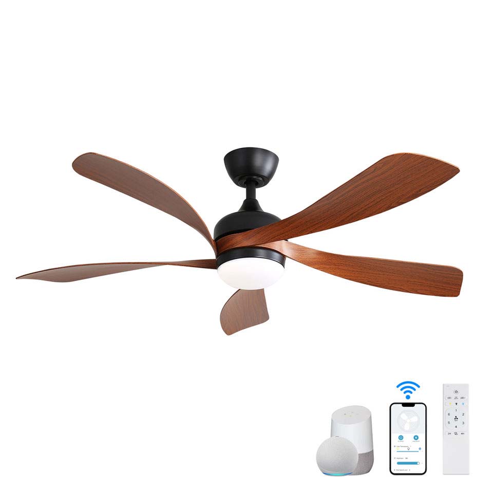 52-Inch Modern Ceiling Fan with LED Lights Smart Tuya Reversible DC Motor CE ETL Certified Remote Control Switch for Living Room
