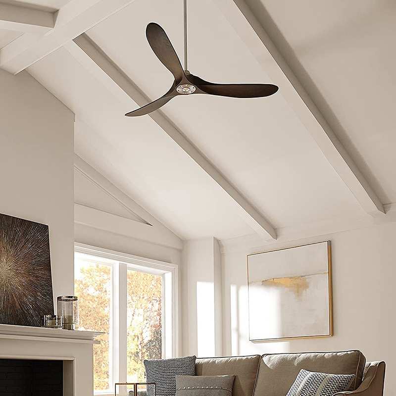 Modern Electric Outdoor Hotel Use Remote Wall Control Large Real Wooden Blade Ceiling Fan Without Light