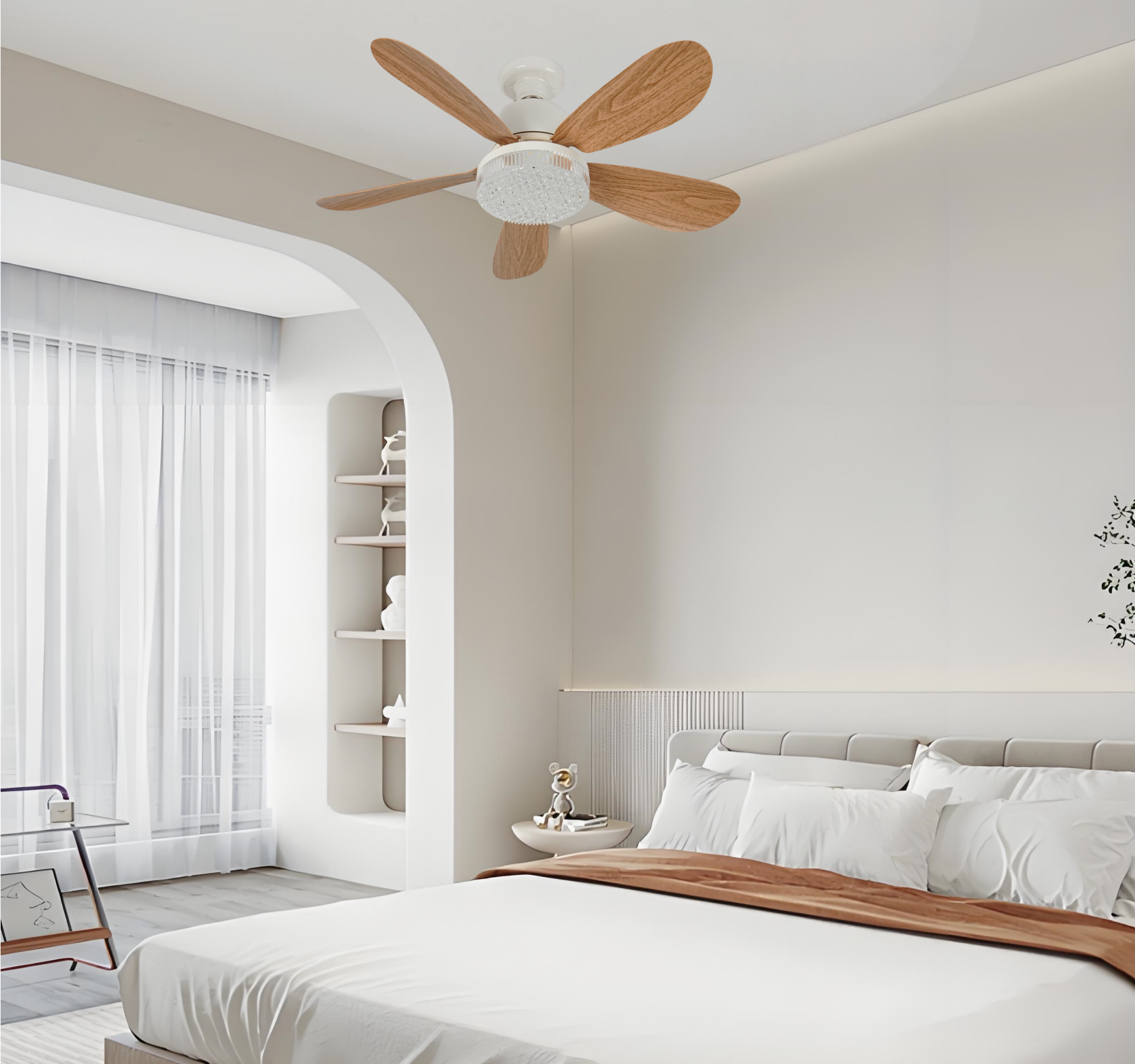 Modern Design Wholesale Price Indoor Bedroom Kitchen Smart Remote Control 3 Speed 3CCT Dimming Led Ceiling Fan with Light