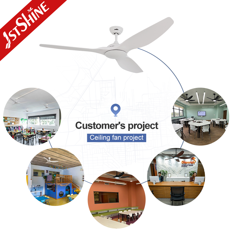 1stshine Ceiling Fan 63 Inches DC Motor Large Size Quiet Smart White Ceiling Fan Remote Control