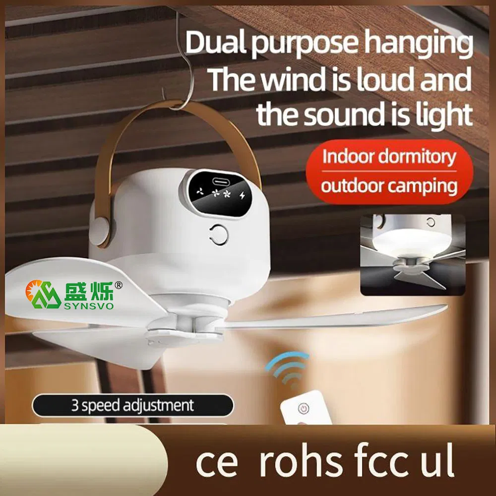 Portable LED Ceiling Fan with Light USB Charging &amp; Remote Control for RV Hotel &amp; Car for Outdoor Camping
