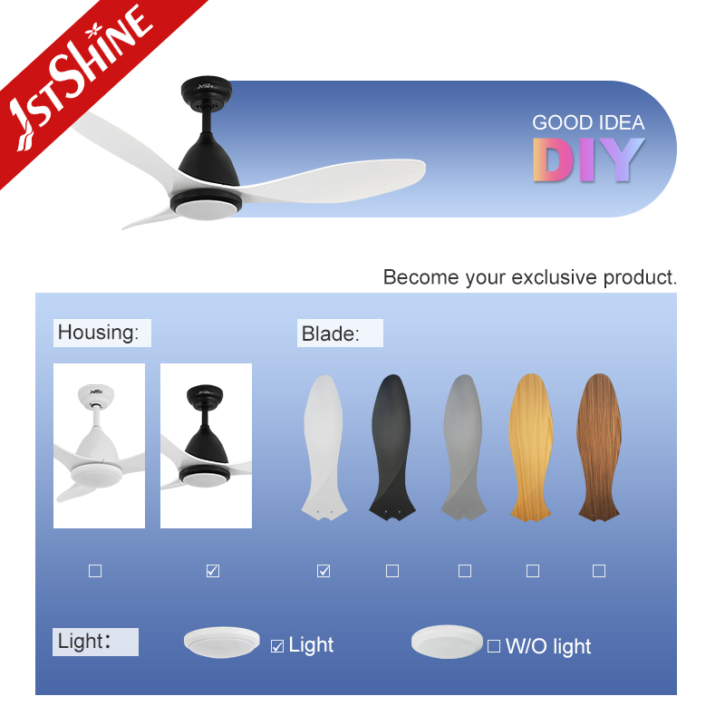 1stshine Ceiling Fan Efficient DC Motor OEM Color Plastic Ceiling Fan with Remote Control