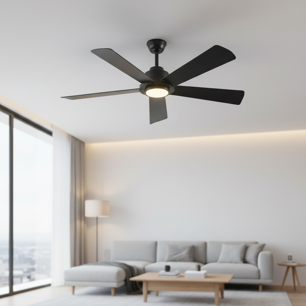 1 Contemporary Indoor Ceiling Fan Retractable Hidden ABS Blades LED Light Remote Control 6-Speed 10-Year Warranty
